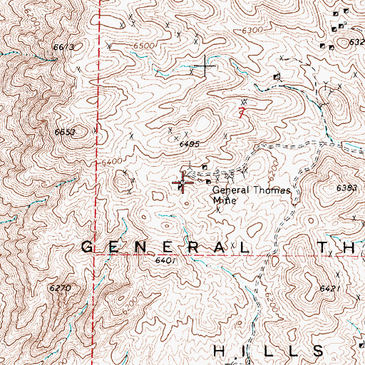 Topographic Map of General Thomas Mine, NV