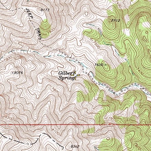 Topographic Map of Gilbert Spring, NV