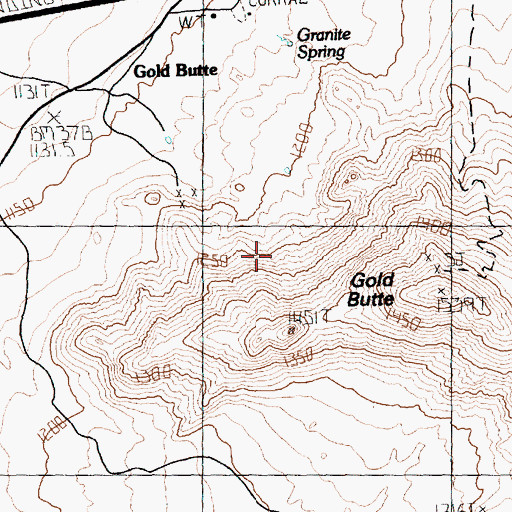 Topographic Map of Gold Butte Mine, NV