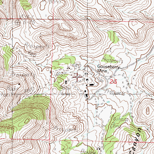 Topographic Map of Gooseberry Mine, NV