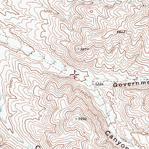 Topographic Map of Government Trail Canyon, NV
