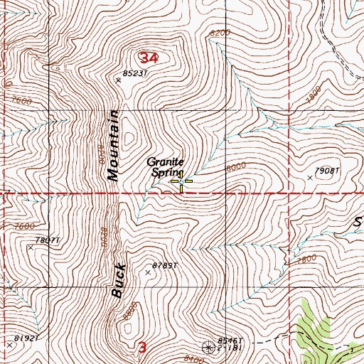 Topographic Map of Granite Spring, NV