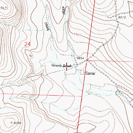 Topographic Map of Grassy Ranch, NV