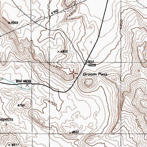Topographic Map of Groom Pass, NV