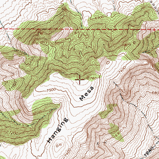 Topographic Map of Hanging Mesa, NV