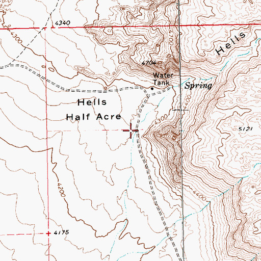 Topographic Map of Hells Acres Gulch, NV