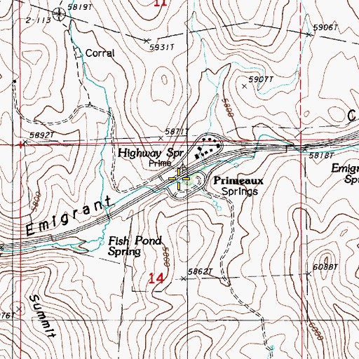 Topographic Map of Highway Spring, NV