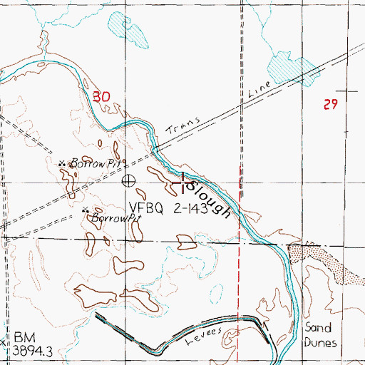 Topographic Map of Humboldt Slough, NV