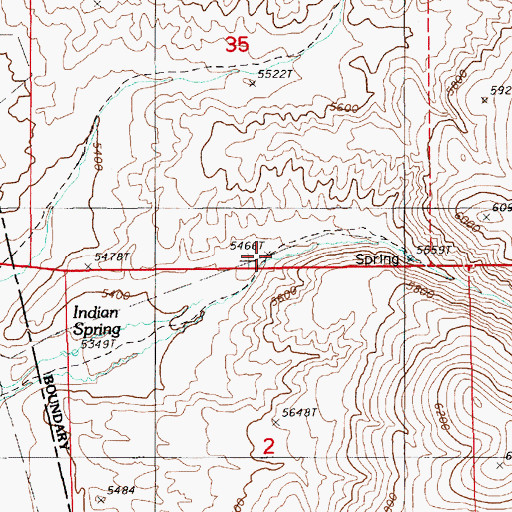 Topographic Map of Indian Campground, NV