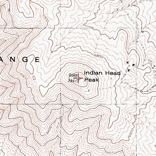 Topographic Map of Indian Head Peak, NV