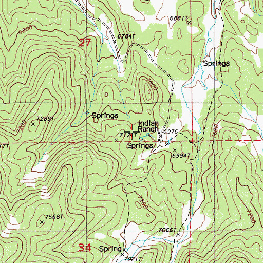 Topographic Map of Indian Ranch, NV