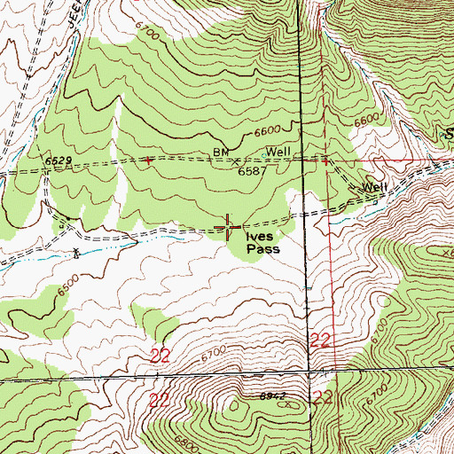 Topographic Map of Ives Pass, NV