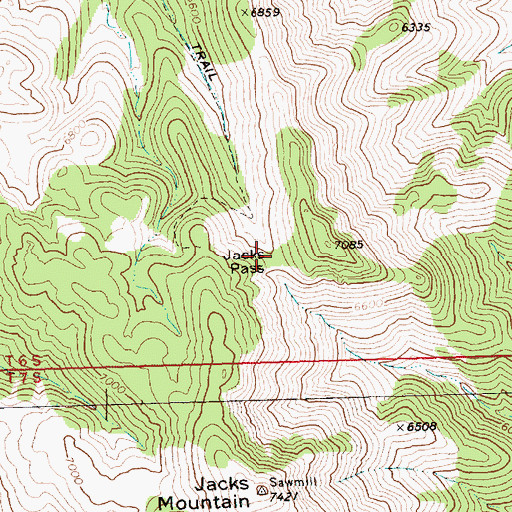 Topographic Map of Jacks Pass, NV