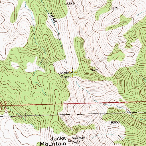 Topographic Map of Jacks Pass, NV