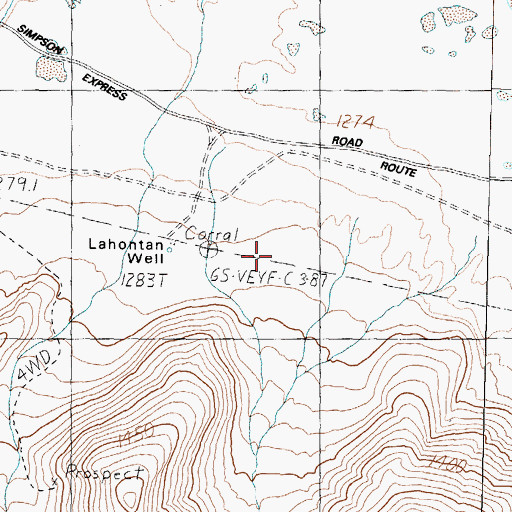 Topographic Map of Lahontan Well, NV