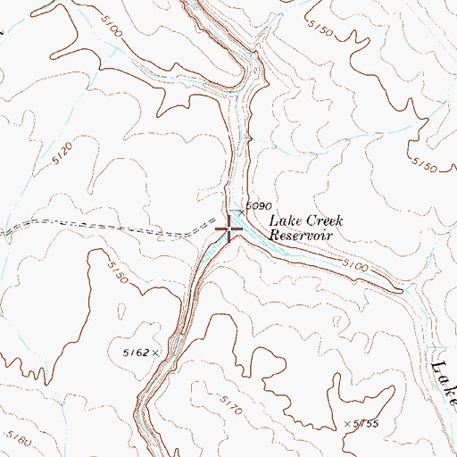 Topographic Map of Lake Creek Reservoir, NV