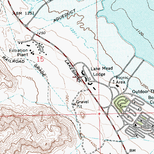 Topographic Map of Lake Mead Lodge, NV