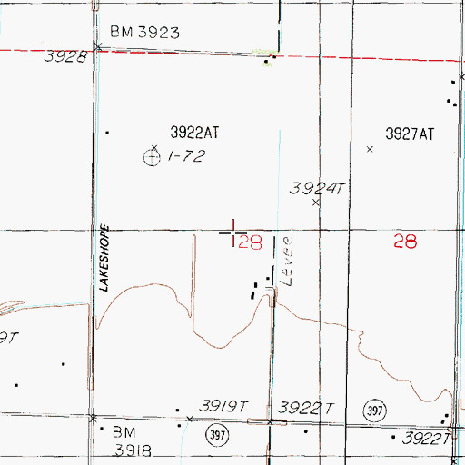 Topographic Map of Lakeshore Ditch, NV