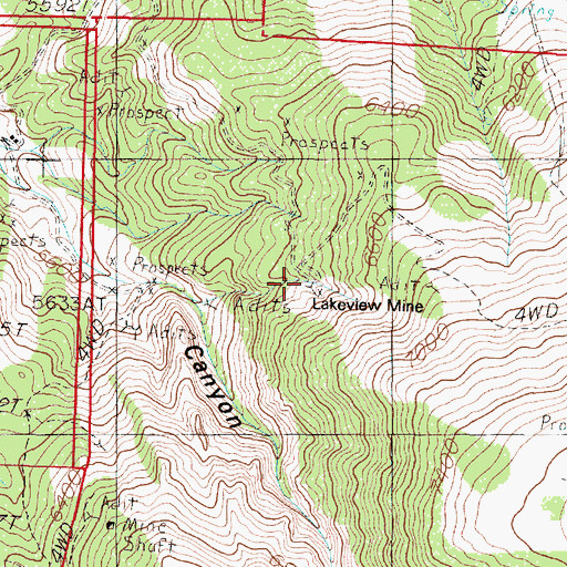 Topographic Map of Lakeview Mine, NV