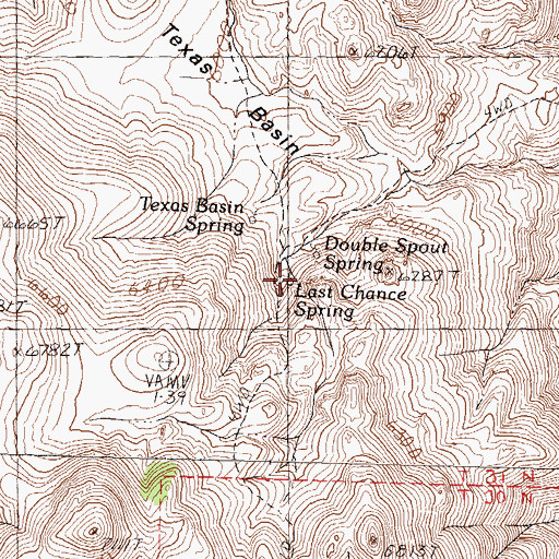Topographic Map of Last Chance Spring, NV