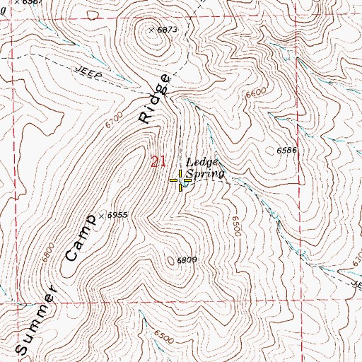 Topographic Map of Ledge Spring, NV
