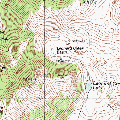 Topographic Map of Leonard Creek Basin, NV