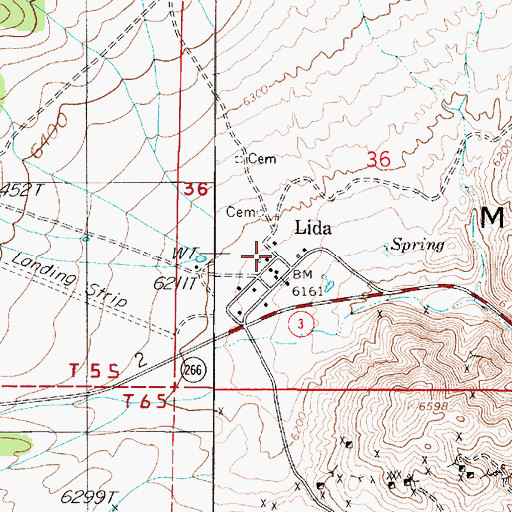 Topographic Map of Lida, NV