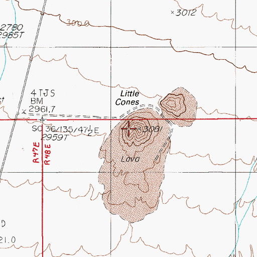 Topographic Map of Little Cones, NV