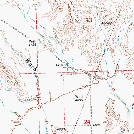 Topographic Map of Little Red Wash, NV