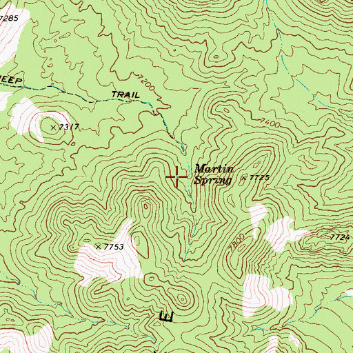 Topographic Map of Martin Spring, NV