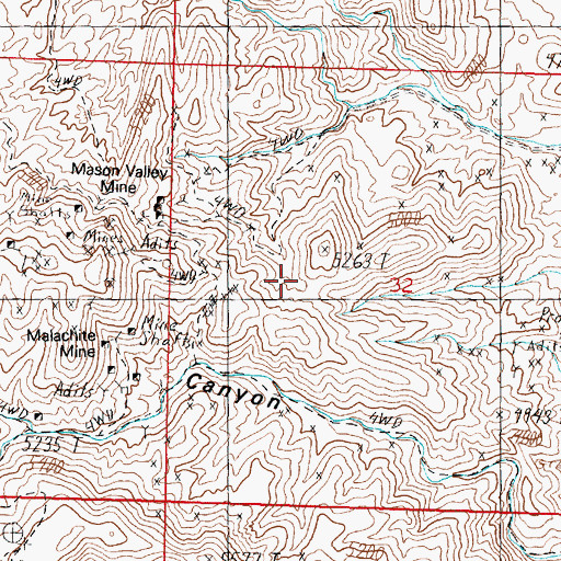 Topographic Map of Mason Valley Mine, NV