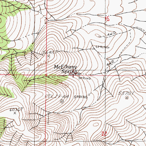 Topographic Map of McElhany Spring, NV