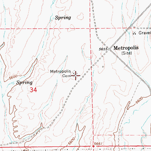 Topographic Map of Metropolis Cemetery, NV