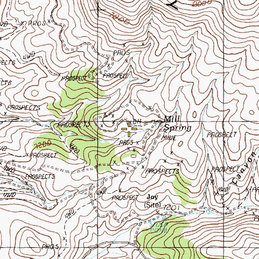 Topographic Map of Mill Spring, NV