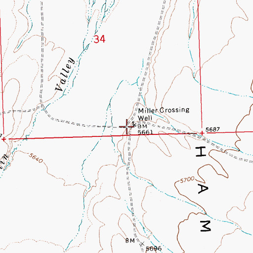 Topographic Map of Miller Crossing Well, NV