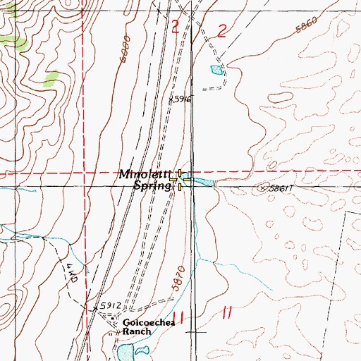 Topographic Map of Minoletti Spring, NV