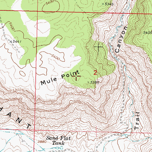 Topographic Map of Mule Point, AZ
