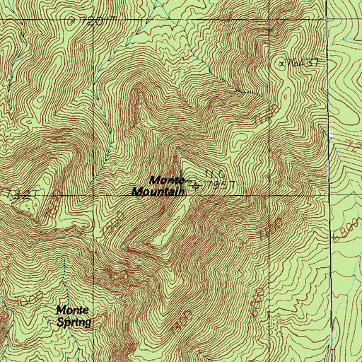 Topographic Map of Monte Mountain, NV