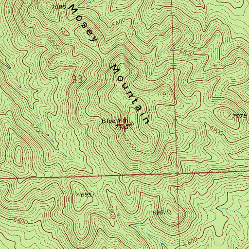 Topographic Map of Mosey Mountain, NV