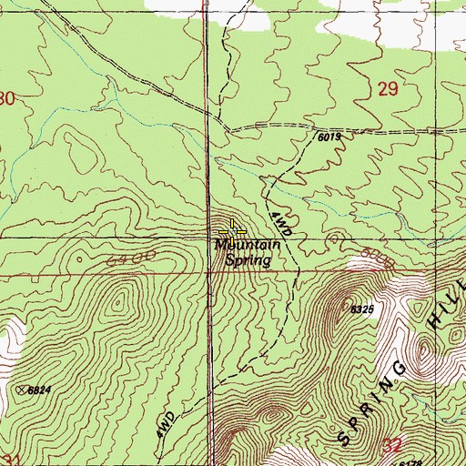 Topographic Map of Mountain Spring, NV