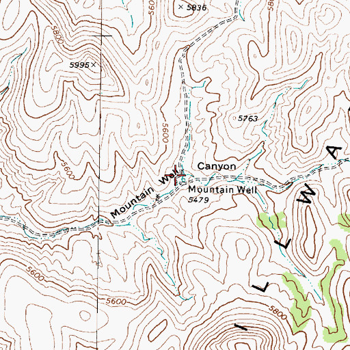 Topographic Map of Mountain Well, NV