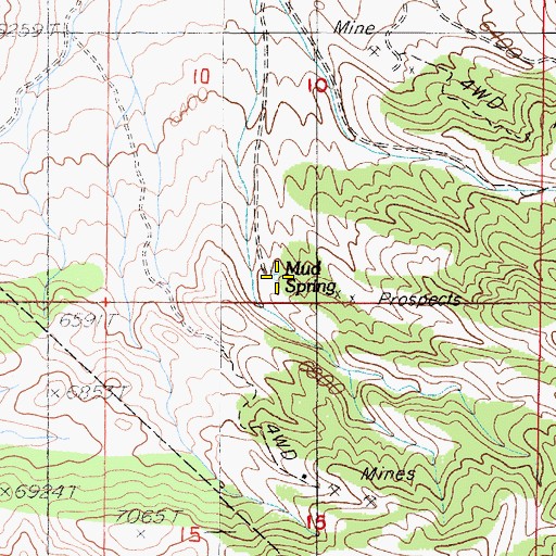 Topographic Map of Mud Spring, NV