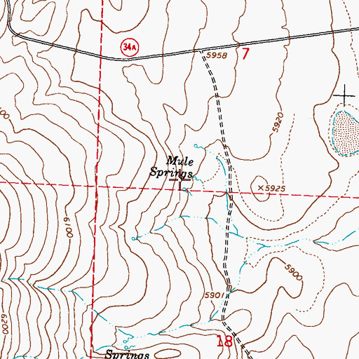 Topographic Map of Mule Springs, NV