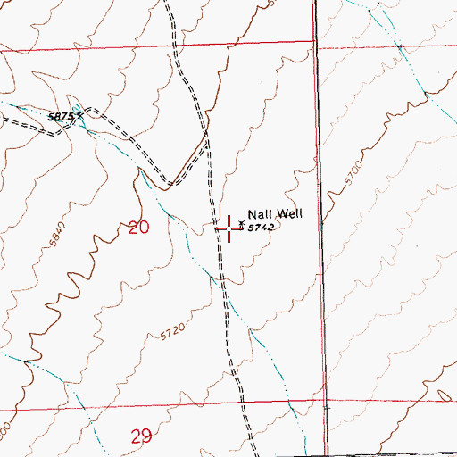 Topographic Map of Nall Well, NV