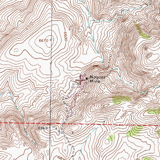 Topographic Map of Noquez Mine, NV