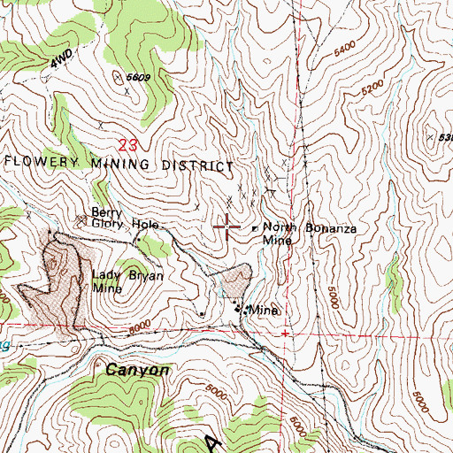 Topographic Map of North Bonanza Mine, NV