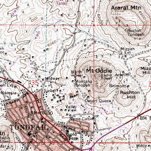 Topographic Map of North Star, NV