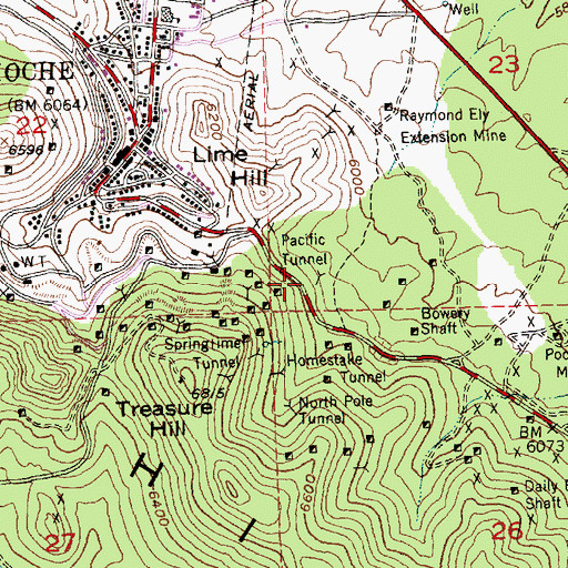Topographic Map of Pacific Tunnel, NV