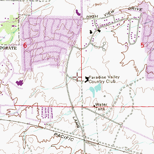Topographic Map of Paradise Valley Country Club, NV