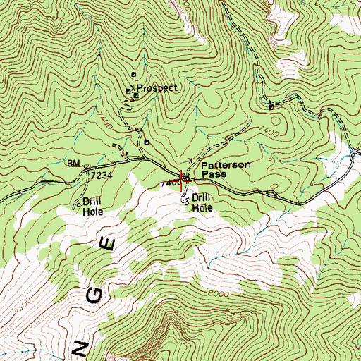 Topographic Map of Patterson Pass, NV